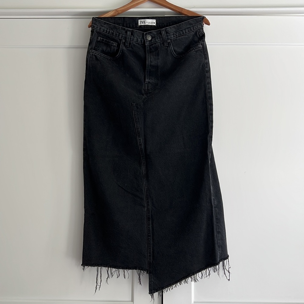 Black Denim Midi Skirt